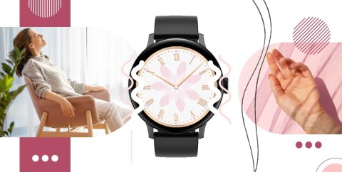 Smartwatch Damski Giewont GW330-3 Czarny-Czarny Pasek Silikonowy + Czarna Bransoleta
