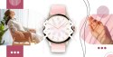 Smartwatch Damski Giewont GW330-4 Różowe Złoto-Czarny Pasek Silikonowy + Czarna Bransoleta
