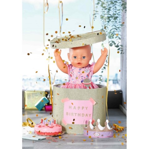 Baby Born Ubranko Zestaw Urodzinowy Suknia Korona Tort Dla Lalki 43 cm