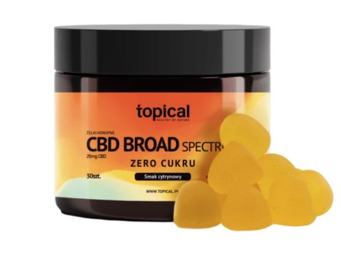 Żelki CBD 750 mg Broad Spectrum o smaku cytrynowym - BEZ CUKRU - Topical
