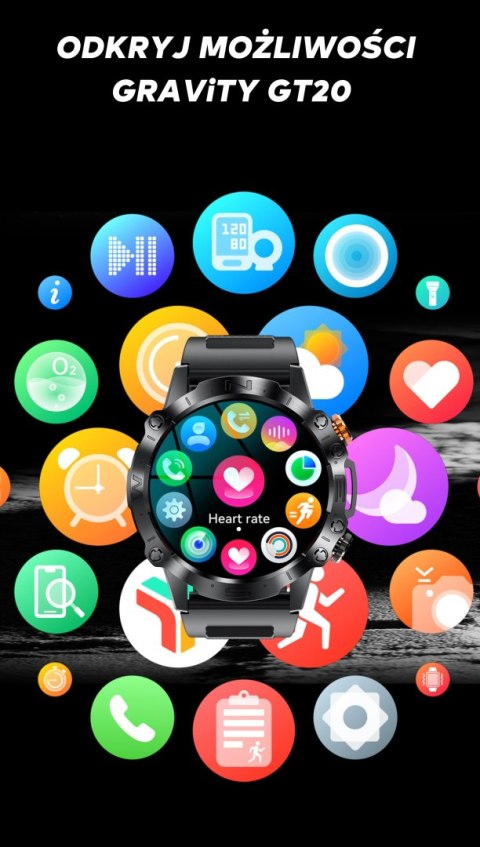 SMARTWATCH MĘSKI GRAVITY GT20-3 - AMOLED, DODATKOWY PASEK (sg024c)