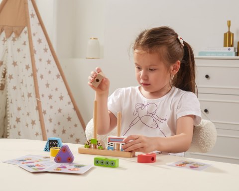 VIGA Drewniana Układanka Montessori Roboty Piramidka Klocki Edukacyjne 8el