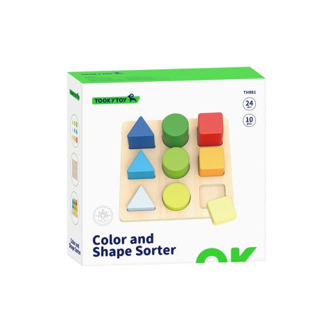TOOKY TOY Drewniany Sorter Kształtów i Kolorów Układanka Montessori