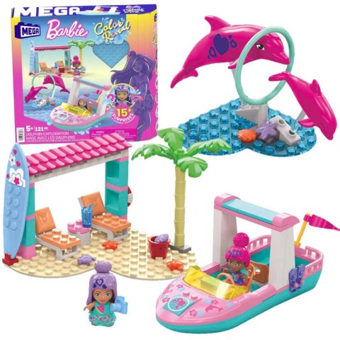 Klocki 121-elementów MEGA Barbie Color Reveal Przygoda z delfinami ZA5425