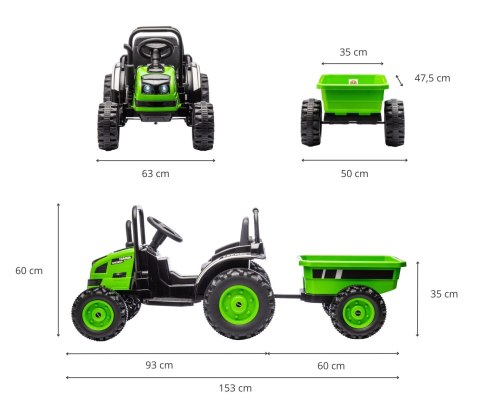 Milly Mally Pojazd na akumulator Traktor z przyczepą Farmer Green