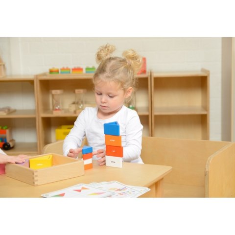 Drewniana Gra Dla Dzieci Kolorowe Klocki i Kubeczki Trójkąty Masterkidz