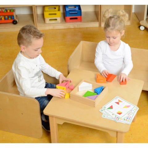 Drewniana Gra Dla Dzieci Kolorowe Klocki i Kubeczki Trójkąty Masterkidz