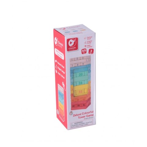 CLASSIC WORLD Drewniana Kolorowa Gra Wieża Deluxe Dżenga