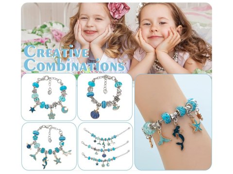 Zestaw do robienia bransoletek KORALIKI zawieszki CHARMS + szkatułka ZA5207