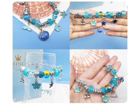 Zestaw do robienia bransoletek KORALIKI zawieszki CHARMS + szkatułka ZA5207