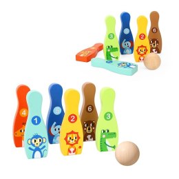 TOOKY TOY Drewniane Kręgle dla Dzieci 7 el + Piłka Certyfikat FSC