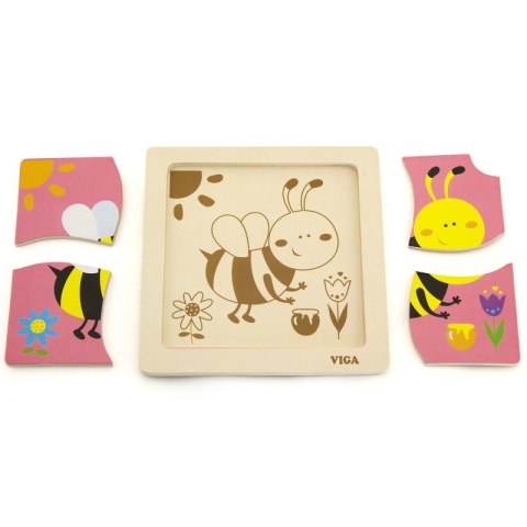 Viga Drewniane Puzzle Pszczoła Układanka Montessori Edukacyjna 18m+ Owad