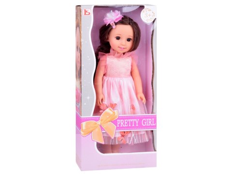 Śliczna Lalka 36 cm w różowej balowej sukni motylki długie włosy ZA5236