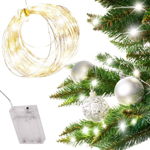 Lampki Led Druciki 5m 50LED na baterie zimny-ciepły biały