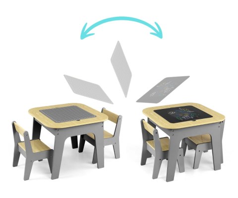 Milly Mally Zestaw mebli Olaf Blocks - Stolik i dwa krzesełka Dark Grey